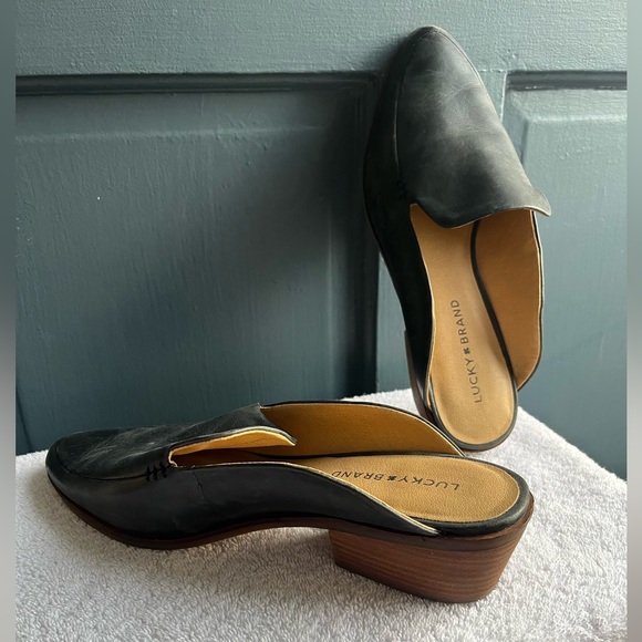 Lucky Brand Black Slip On Margrete Loafer Stacked Heel Shoes, Size 9.5 - Picture 2 of 3